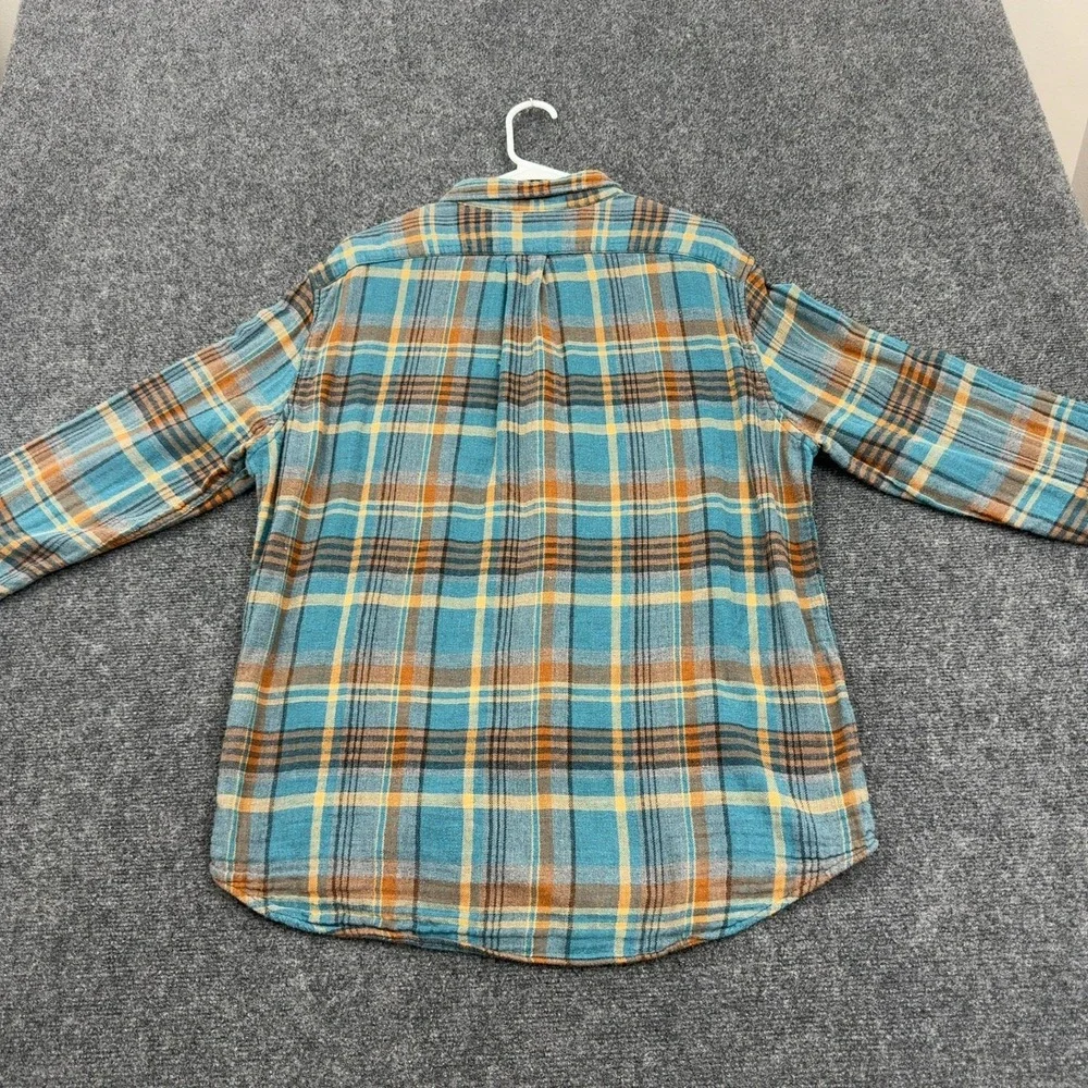 J Crew Button Down Shirt Mens XL Blue Cotton Plaid Slim Fit Flannel Casual